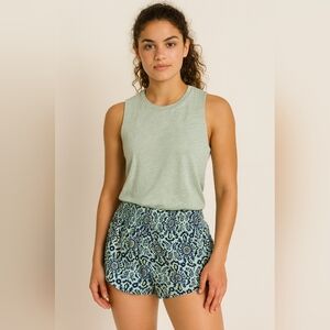 Free people movement Floral Patterned Blue and Green Women's Shorts